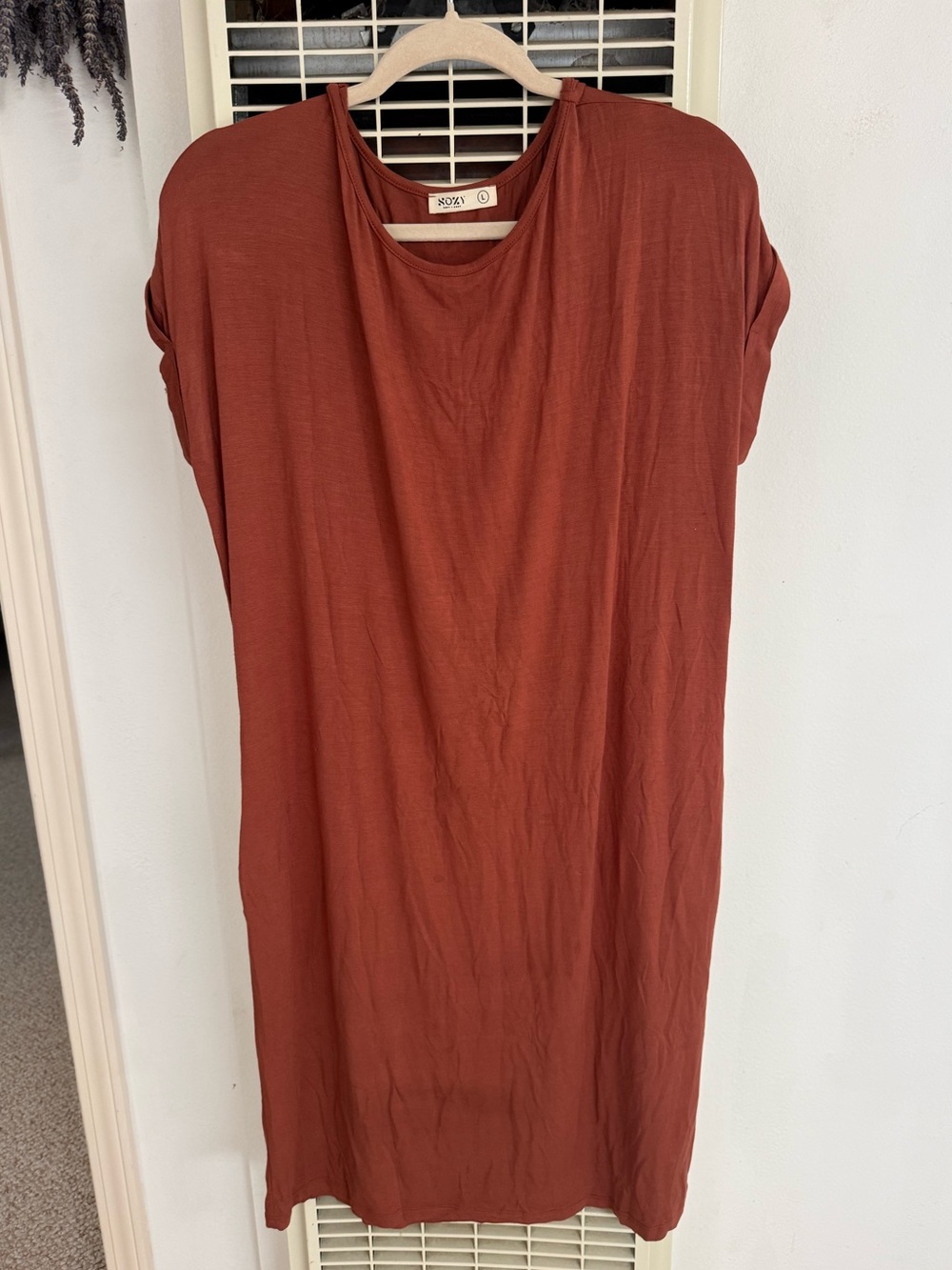 Sozy Rust Short-Sleeve Shift Dress